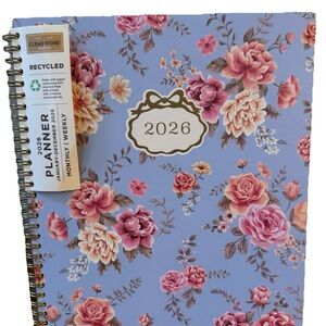Clementine Paper inc 12-month Large Size Planner Pink Floral Jan- Dec 2026 Hard